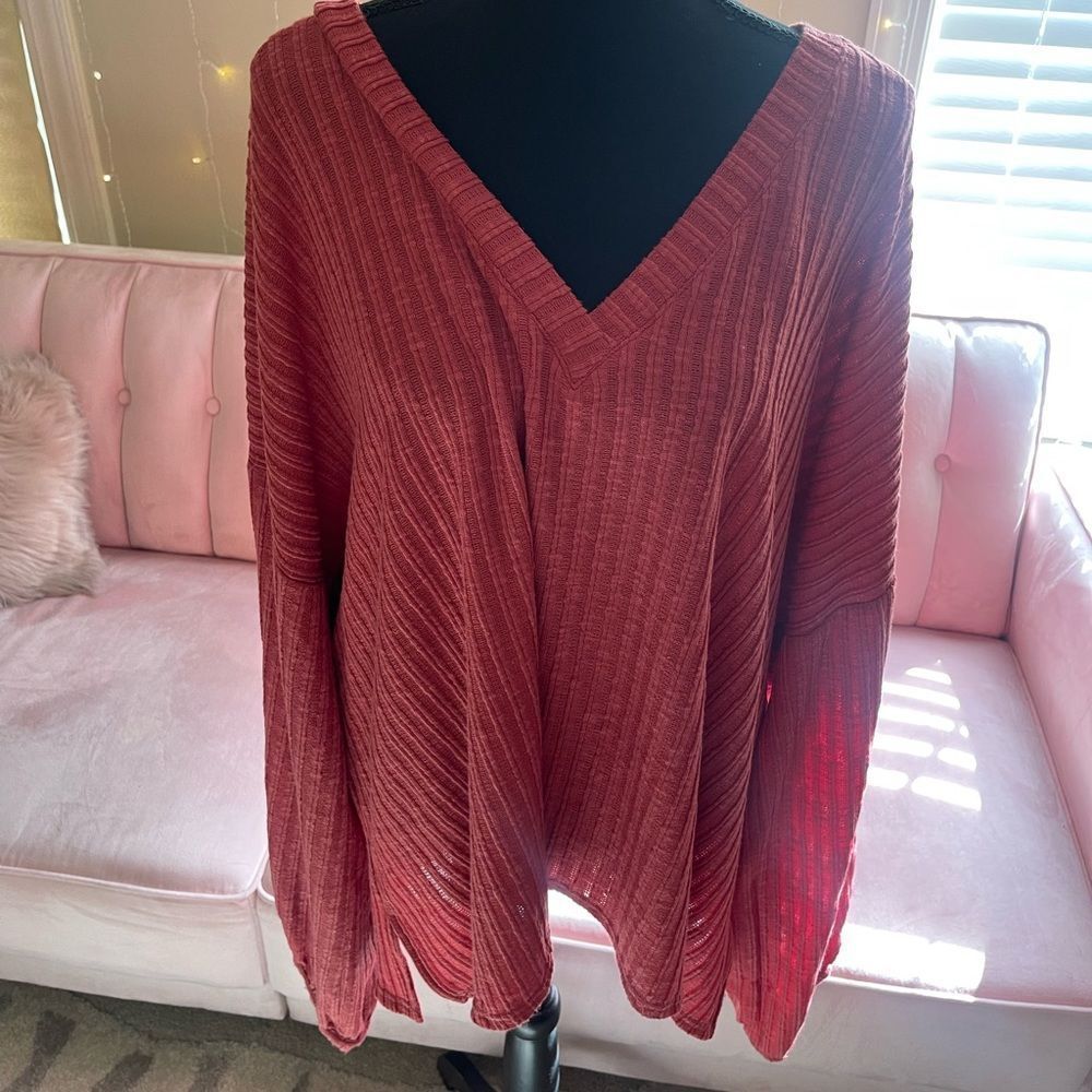 Chic Soul Plus Size 3X Pink Long Bell Sleeve Top